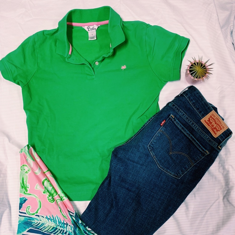 Lilly Pulitzer Green Polo Shirt EUC